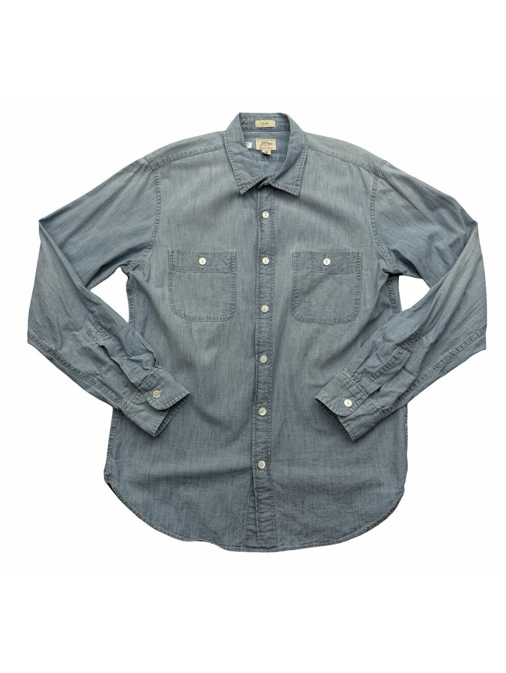 J. Crew Every Stich Considered Button-Up Shirt Organic Cotton Chambray Size M - Picture 1 of 5